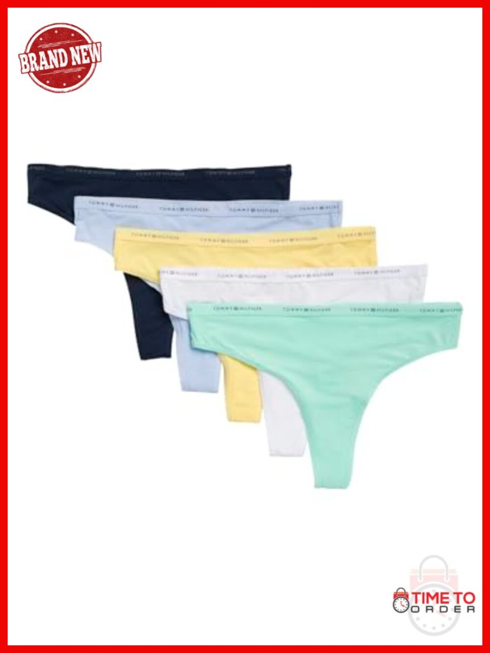 Women's Micro Logo Waistband Thong 5-Pack Nylon Stretch
